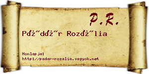 Pádár Rozália névjegykártya